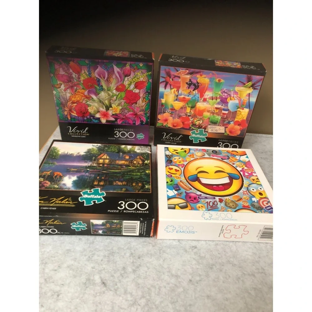 4 ~Buffalo 300 Large Piece Puzzles~ Vivid Collection~Kim Norlien~Emojis COMPLETE